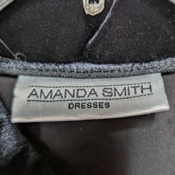 VINTAGE Amanda Smith Elegant Black Velvet Button-Up Dress Size 14 - Picture 7 of 10